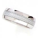 8mm Silver Carbon Fiber Stainless Steel Ring SSR06 Sz 13