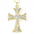 1.75" Clear Austrian Crystal 14K Gold Plated Cross Pendant NP16 1.75" Clear Austrian Crystal 14K Gold Plated Cross Pendant NP16