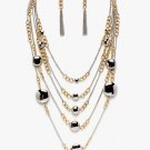 Chunky Gold Silver Metal Beads Chains Cascade Drop Necklace Earrings Set NP1011 Chunky Gold Silver Metal Beads Chains Cascade Drop Necklace Earrings Set NP1011