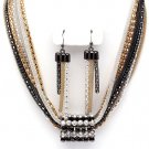 Stunning 8 Multicolor Mesh Chains CZ Tube Chunky Necklace Earrings Set NP1012