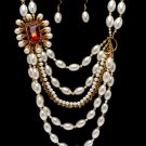 Chunky Multi Strand Faux Pearl Crystal Stone Cascade Drop Necklace Earrings NP1026 Chunky Multi Strand Faux Pearl Crystal Stone Cascade Drop Necklace Earrings NP1026