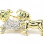 2" Adorable Crystal Pave Puppy Dog Puppies Brooch Pin BP69