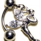 CLEAR Austrian Crystal Reverse Fairy Dangle Stainless Steel Belly Ring BJ17 CLEAR Austrian Crystal Reverse Fairy Dangle Stainless Steel Belly Ring BJ17