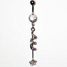 CLEAR Austrian Crystal Spiral Flower Dangle Stainless Steel Belly Ring BJ43