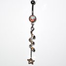 AB Austrian Crystal Spiral Star Dangle Stainless Steel Belly Ring BJ44