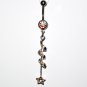 AB Austrian Crystal Spiral Star Dangle Stainless Steel Belly Ring BJ44