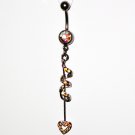 AB Austrian Crystal Spiral Heart Dangle Stainless Steel Belly Ring BJ45