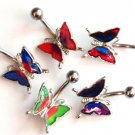 5 Assorted Color Iridescent Butterfly Belly Ring BJ55 5 Assorted Color Iridescent Butterfly Belly Ring BJ55
