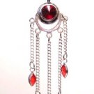 Sexy Red Crystal 5 Dangle Navel Belly Ring BJ34