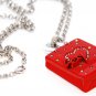 3D Crystal Heart Red Shopping Bag Sweater Pendant NP21
