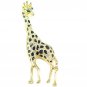 Unique Clear Crystal Gold EP Black Enamel Giraffe Brooch Pin BP12