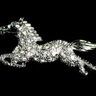 Clear Crystal Pave Rhodium Silver Horse Brooch BP29