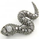 2.5 Inch Stunning Antique Silver Crystal Paved Snake Brooch Pin Broach BP33