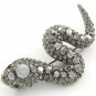 2.5 Inch Stunning Antique Silver Crystal Paved Snake Brooch Pin Broach BP33