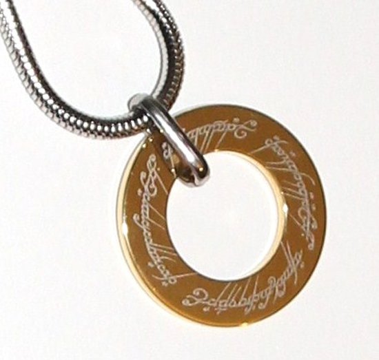 Gold Tungsten Lord of the Rings Pendant SS Chain NP3002