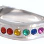 5mm Gay Pride Rainbow Cz Wavy Stainless Steel Ring SSR17 Sz: 5, 6, 7, 8, 10