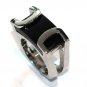 Unisex Chunky Black Onyx Stainless Steel Ring, SSR2690