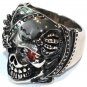 Heavy Stainless Steel Red CZ Skull Biker Ring SSR4416