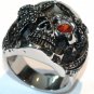 Heavy Stainless Steel Red CZ Skull Biker Ring SSR4416