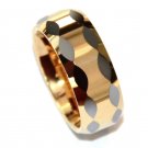 High Polish Multi Faceted Gold Tungsten Carbide Ring TU3094 Size 8