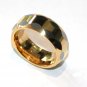 High Polish Multi Faceted Gold Tungsten Carbide Ring TU3094 Size 8