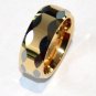 High Polish Multi Faceted Gold Tungsten Carbide Ring TU3094 Size 8