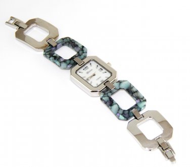 Rectangle Abalone Stainless Steel Links Fashion Watch WW101