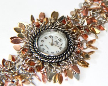 Multi-Tone Metal Chips Chain Link Fashion Watch WW110