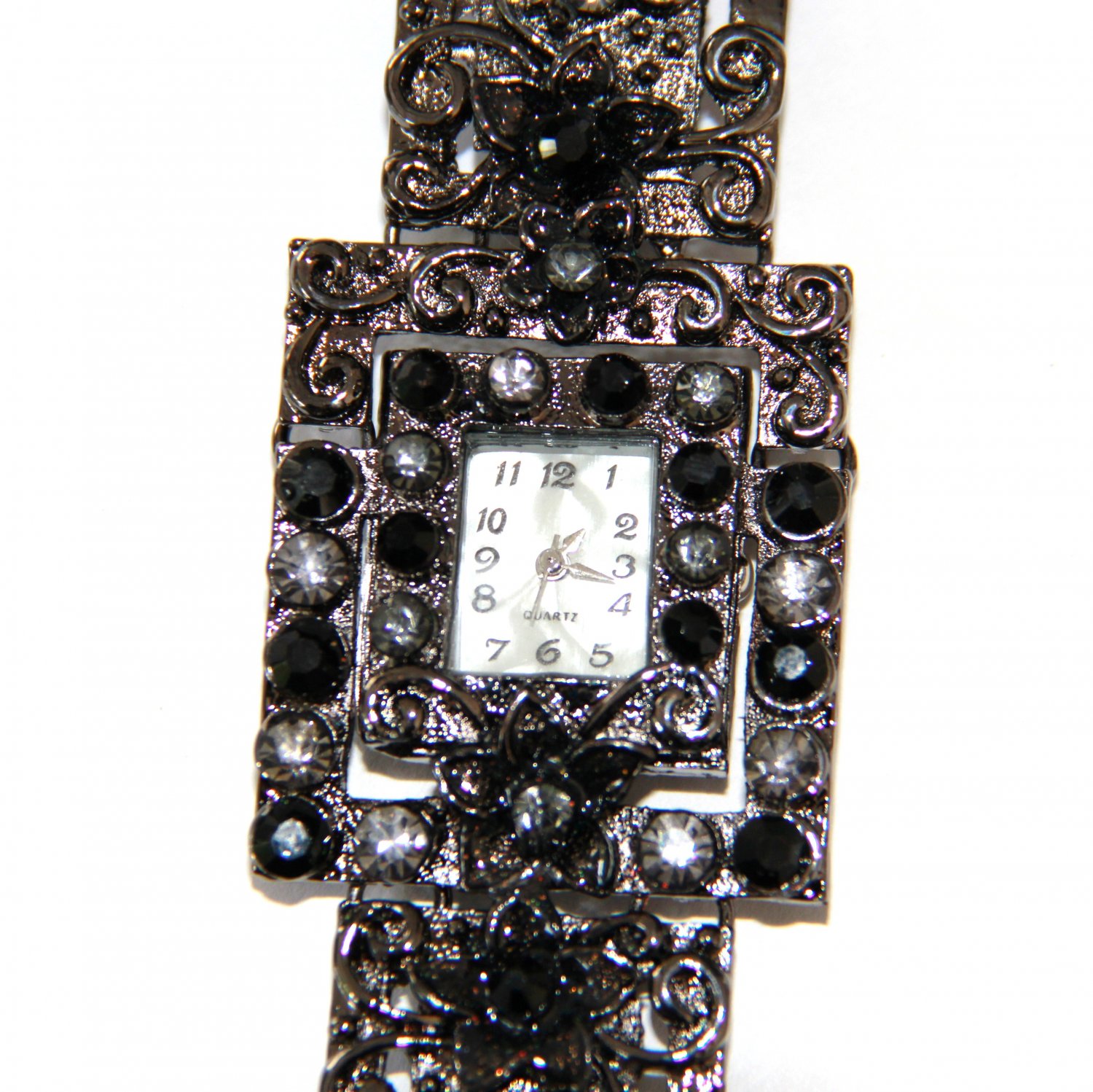 Antique Style Black CZ Toggle Fashion Watch WW115