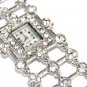 Chunky Clear CZ Silver Toggle Fashion Watch WW114
