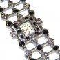 Black / Clear Crystal Pave Gunmetal Toggle Watch WW116