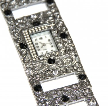 Iced Out Black CZ Antique Silver Fashion Watch WW118