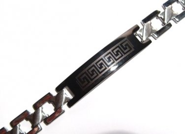 Black Greek Key Stainless Steel Bracelet SSB11341