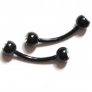 2 Black Titanium Double CZ Eyebrow Rings, 16g  BJ48