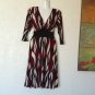Red, Brown & Cream Empire Waist Dress
