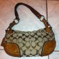 COACH Brown Leather & Canvas Shoulder Bag