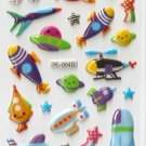 OK004D UFO Rocket Airplane Mini Puffy Sticker FREE SHIPPING