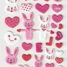 OK003B Rabbit Love Mini Puffy Sticker FREE SHIPPING