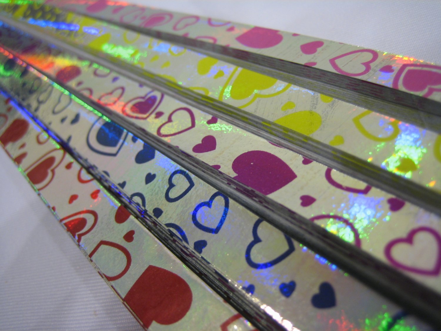 90B strips Colour Heart on Silver Paper Origami Lucky Wishing Star Paper Strips