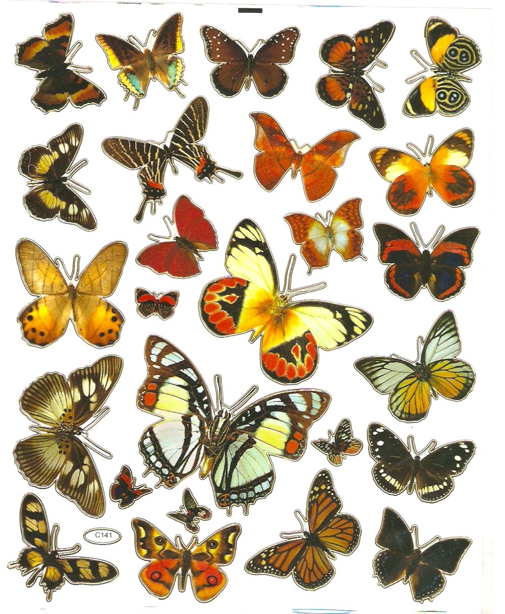 10 sheets C141 Realistic A4 Butterfly Sticker for Scrapbooking etc