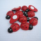 100pcs 14mm*19mm Hand painted Wooden Ladybug Ladybird Stick on No Shipping Fee