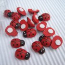 100pcs 9mm*13mm Hand painted Wooden Ladybug Ladybird Stick on No Shipping Fee