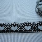 1 roll 24mm x 1m PVC Lace Tape  Heart Design Black Colour