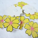36pcs Wooden Yellow Flower Stick On