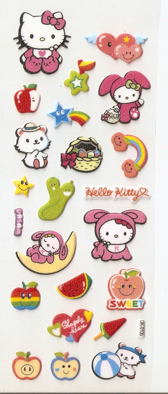 OK010b Cute Kawaii Kitty Small Puffy Sticker FREE SHIPPING