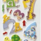 OK000B ANM Animal Number Small Puffy Sticker