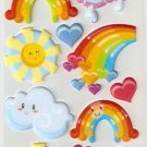 Mr Sun Mrs Cloud and Miss Rainbow Small Puffy Sticker #L03c