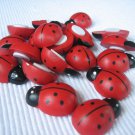 24pcs 21mm x 30mm Wooden Ladybug Ladybird Stick On