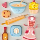 Baking Tools and Apron Small Puffy Sticker #H08b