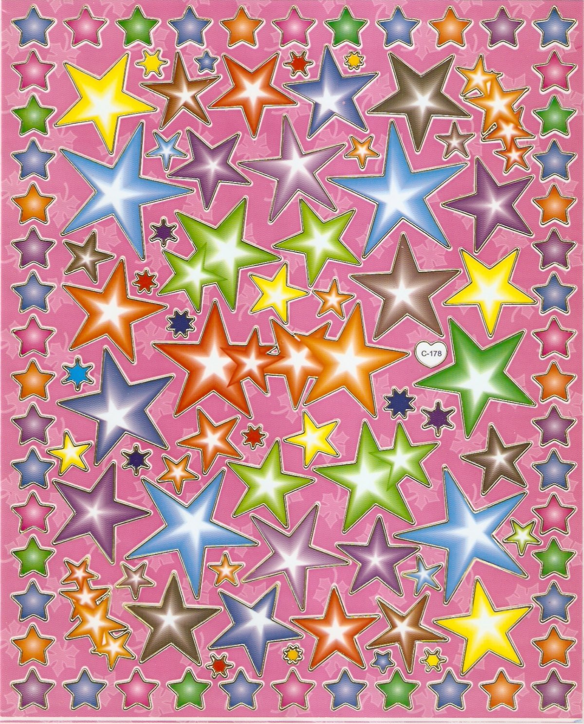 10 sheets #C178 ASSORTED SIZE STAR Removable A4 Sticker